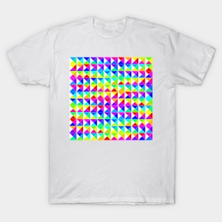 Colorful Diamond Square Quarter White Lines T-Shirt